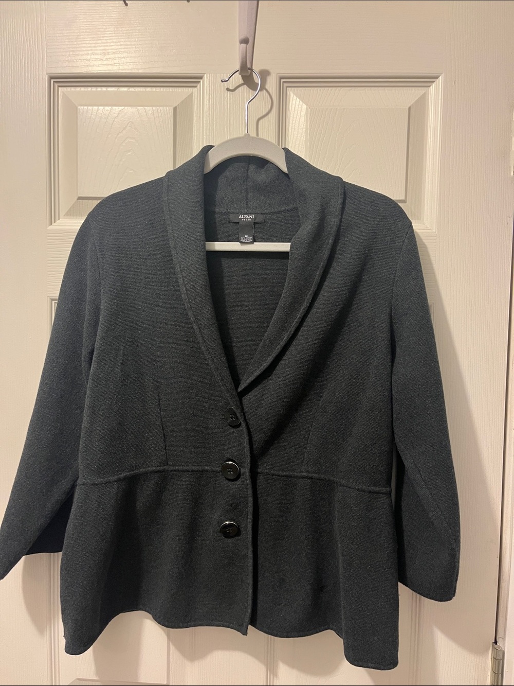Alfani Women's Dark Gray Shawl Collar Button Blazer